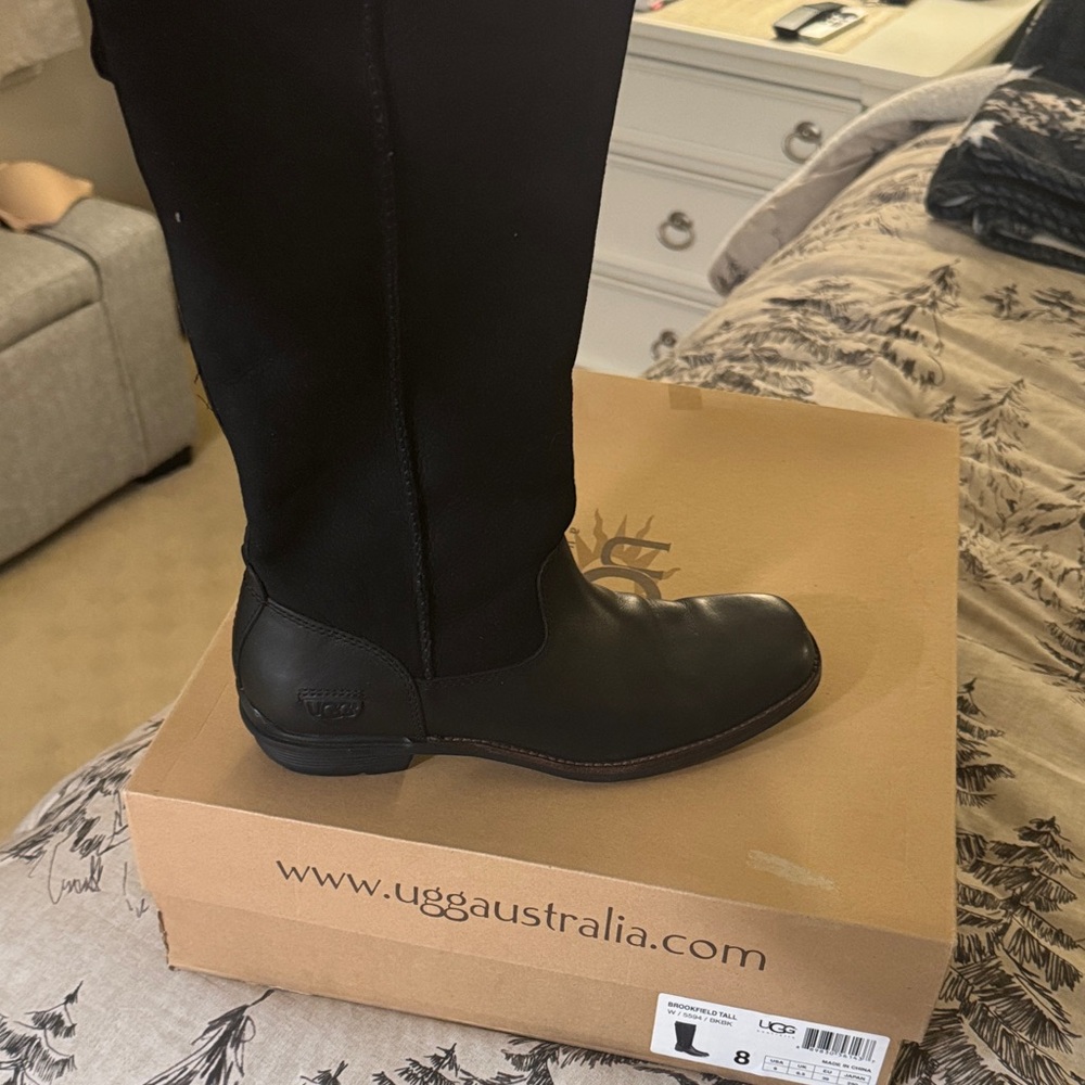 UGG Black Leather Tall Boots